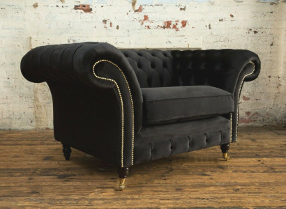 Chesterfield Design Stoff Couch Sessel 1.5 Sitzer Polster Sofas Lounge Neu Club