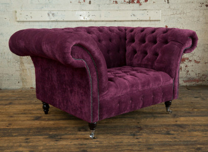 Sessel Couch Polster Sofa Textil Chesterfield Couchen 1,5 Sitzer Bordaux England