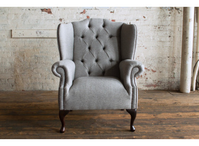 Ohrensessel Chesterfield 1 Sitzer Sessel Textil Leder Polster Fernseh Sofa Couch