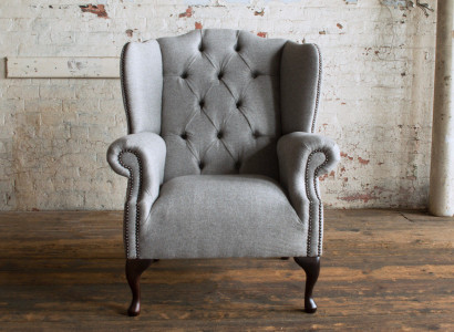 Ohrensessel Chesterfield 1 Sitzer Sessel Textil Leder Polster Fernseh Sofa Couch