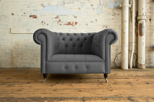 Sessel 1 Sitzer Chesterfield Textil Polster Sofas Design Luxus Couch Sofa Stoff