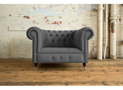 Sessel 1 Sitzer Chesterfield Textil Polster Sofas Design Luxus Couch Sofa Stoff