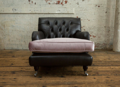 Sessel Fernseh Sitz Club Lounge Textil Leder Edler Design Chesterfield Polster