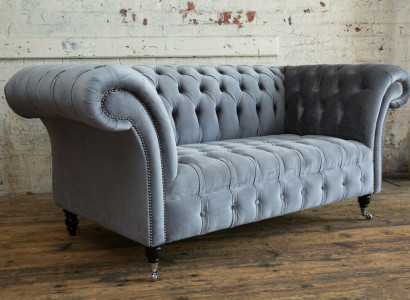 Klassische Chesterfield Zweisitzer Sofa Sofas Couch Ledersofa Couchen Stoff Neu