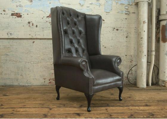 Chesterfield Ohrensessel Einsitzer Sofa Couch Relax Polster Samt Leder Stoff