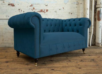 Design Polster Sitz Couch 2 Sitzer Garnitur Sofa Sofas Couchen Textil Stoff Grün