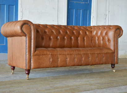 Chesterfield Dreisitzer Couch Polster Sofa Design Sofas Couchen Ledercouch neu