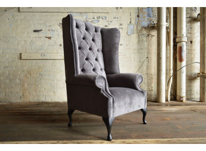 Ohrensessel Einsitzer Sofa Couch Relax Polster Chesterfield Samt Leder Stoff