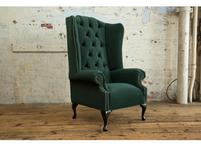 Chesterfield Ohrensessel Sessel 1 Sitzer Polster Couch Sofa Relax Fernseh Stoff