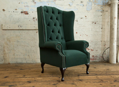 Chesterfield Ohrensessel Sessel 1 Sitzer Polster Couch Sofa Relax Fernseh Stoff