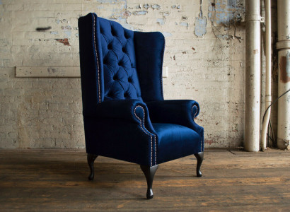 Chesterfield Ohrensessel Sessel Couch Relax Polster Designer Couchen Royal Blau