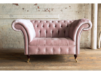 Sessel Polster Möbel Chesterfield Rosa Couch Textil Leder Stoff Sofa Einsitzer