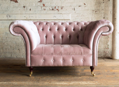Sessel Polster Möbel Chesterfield Rosa Couch Textil Leder Stoff Sofa Einsitzer