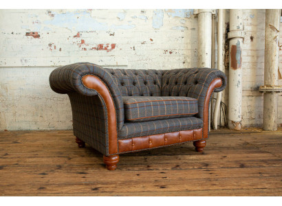 Sessel Couch Polster Sofa Textil Chesterfield Couchen 1,5 Sitzer Einsitzer Braun