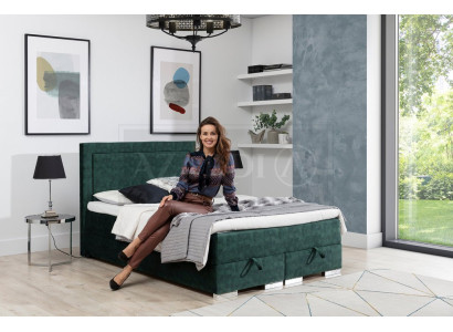 Himmplisches Boxspringbett Doppeltes Bett mit Matratze und Topper Grünes Betten