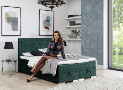 Himmplisches Boxspringbett Doppeltes Bett mit Matratze und Topper Grünes Betten