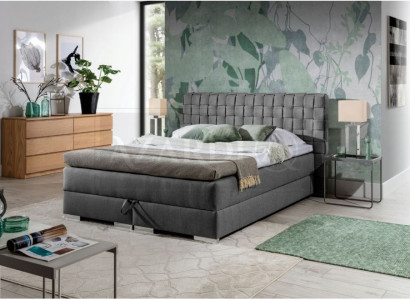 Bett Design Luxus Hotel Betten 200x200cm Boxspringbett Textil Grau 200x200cm neu