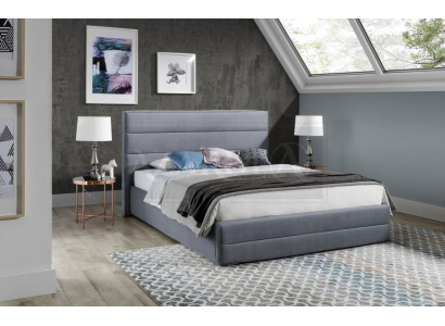 Klassisch Graue Designer Bett Schlafzimmer Textil Leder Polster 180x200cm Neu