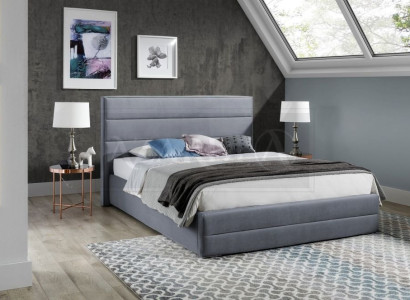 Klassisch Graue Designer Bett Schlafzimmer Textil Leder Polster 180x200cm Neu