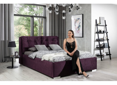 Lila Polsterbett Bett Ehebett Textil Designerbett Doppelbett Bettgestell Betten