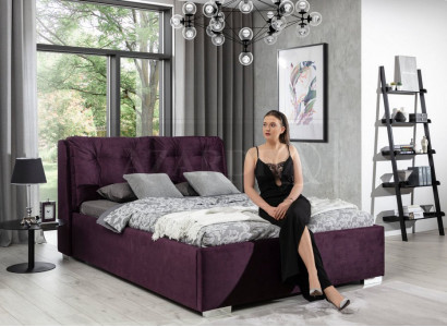 Lila Polsterbett Bett Ehebett Textil Designerbett Doppelbett Bettgestell Betten