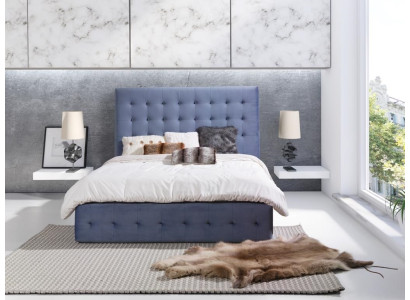 Lederbett Bett Betten Ehebett Designer Polster Doppel Bett Textil 180x200cm Neu