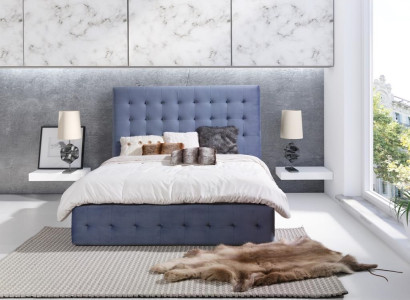 Lederbett Bett Betten Ehebett Designer Polster Doppel Bett Textil 180x200cm Neu