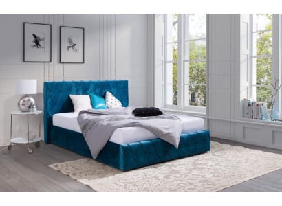 Design Turkis Blaues Bett Textil Leder Hotel Betten Schlafzimmer Samt Polster