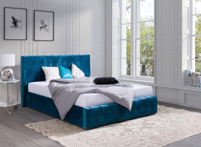 Design Turkis Blaues Bett Textil Leder Hotel Betten Schlafzimmer Samt Polster