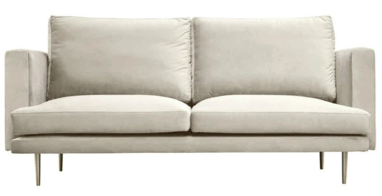Italienische Möbel Dreisitzer Modern Design Couchen Sofa Textil Samt Beige Stoff