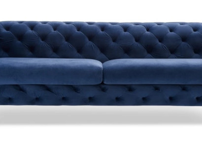 Chesterfield Dreisitzer Blau Sofa Wohnzimmer Modern Samt Möbel Textil Stoff Neu