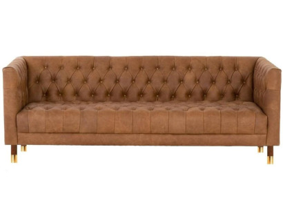 Chesterfield Sofa Dreisitzer Braun xxl big Möbel Leder Wohnzimmer Modern Neu