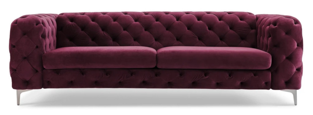 Chesterfield Sofa Dreisitzer Burgund Kreative Möbel Textil Stoff Wohnzimmer Neu