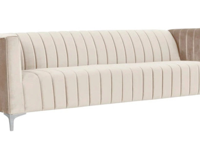 Beige Dreisitzer Stoff Wohnzimmer Design Couchen Polster Sofa Sofas Beige Samt