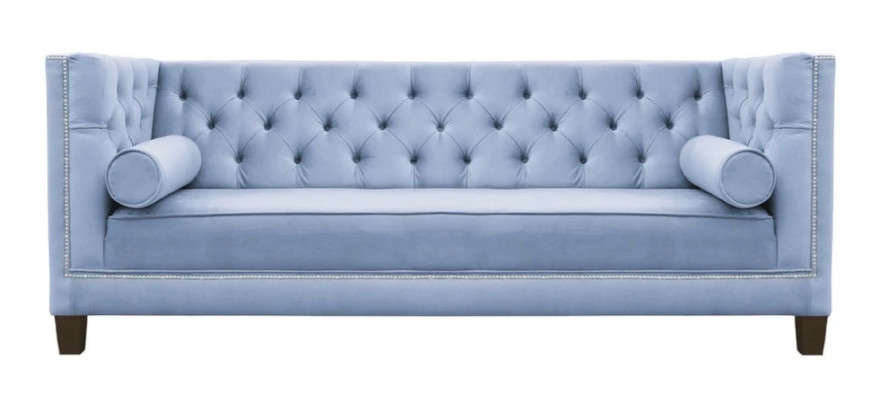 Hellblau Dreisitzer Stoff Wohnzimmer Design Couchen Sofa Sofas Chesterfield Neu
