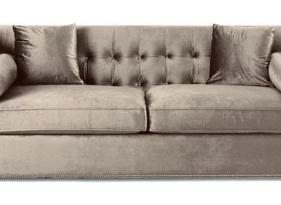 Braun Dreisitzer Stoff Wohnzimmer Polster Sofa Sofas Chesterfield Design Couchen