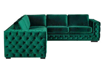 Grüne Ecksofa Chesterfield Wohnzimmer Modern Design Sofa Möbel Samt Eckgarnitur