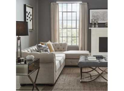 Ecksofa Beige Wohnlandschaft Couch Eckgarnitur Polster Chesterfield Möbel Design