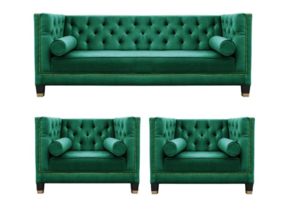 Grüne Chesterfield Couch Samt Sofa Sofagarnitur couchen Sofas Polster 311 Sitzer