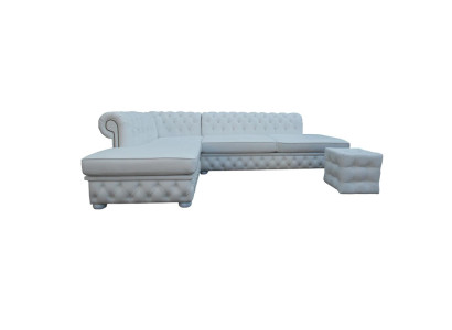 Hellblau Ecksofa Hocker Big Textil Stoff Chesterfield Sofas Sofas Möbel 2tlg.