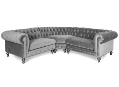 Ecksofa Sofa Couch Wohnlandschaft Eckgarnitur Sofas Couchen Chesterfield Silber