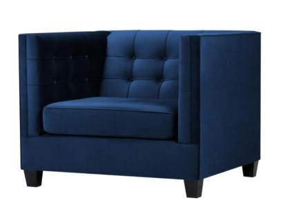 Blauer Chesterfield Sessel Wohnzimmer Textil Stoff Blau Kreative Möbel Modern