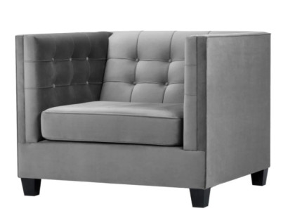 Sessel Chesterfield Textil Stoff Grau Neu Wohnzimmer Modern Kreative