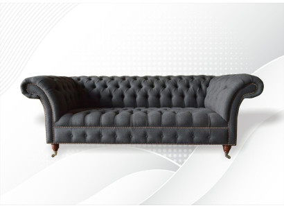 Chesterfield 3 Sitz Textil Dunkelgrau Modern Design Couchen Sofa Möbel Designer