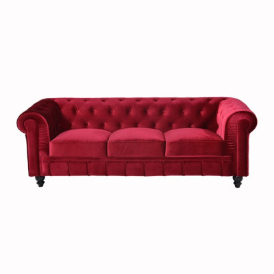 jvmoebel ® - Leder Sofa Couch - Rote Polster Dreisitzer Couch Garnitur 3er Neu