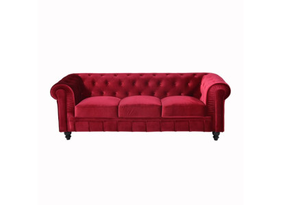 jvmoebel ® - Leder Sofa Couch - Rote Polster Dreisitzer Couch Garnitur 3er Neu
