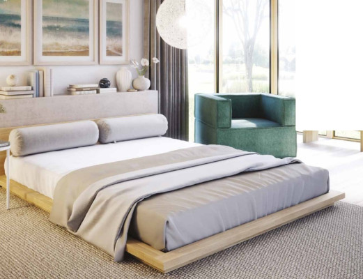 Bett Doppel Hotel Textil Schlafzimmer Betten Bettrahmen Holz Design Modern