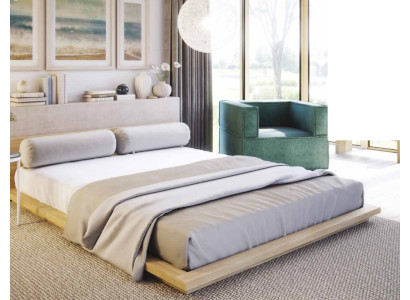 Bett Doppel Hotel Textil Schlafzimmer Betten Bettrahmen Holz Design Modern