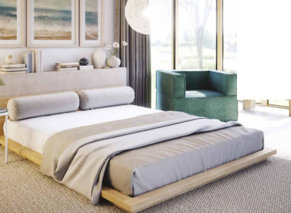 Bett Doppel Hotel Textil Schlafzimmer Betten Bettrahmen Holz Design Modern