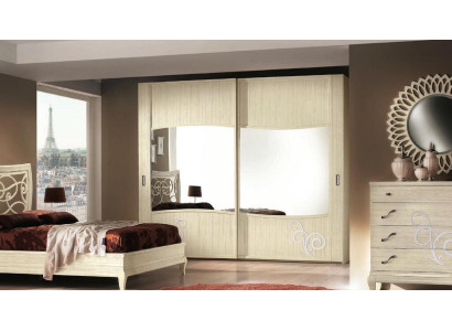 Kleiderschrank mit Schiebetüren Schlafzimmer Schrank Wand Schränke Weiß Spiegel